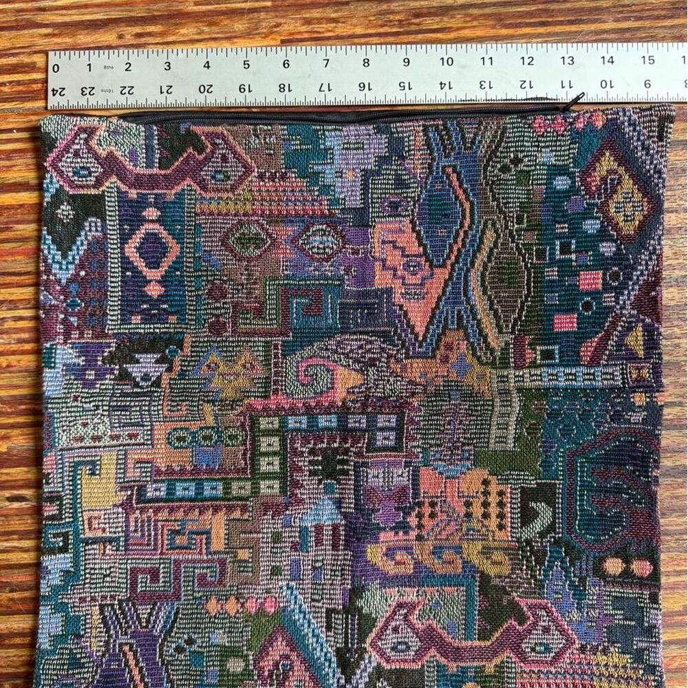 Vintage woven multicolored pillowcase